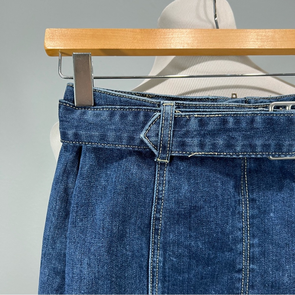 PacSun Belted Denim Mini Skirt Womens 00 Blue Y2K Micro Stretch - Picture 4 of 9